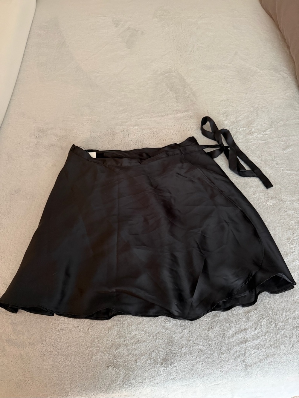 Urban Outfitters Black Satin Mini Wrap Skirt